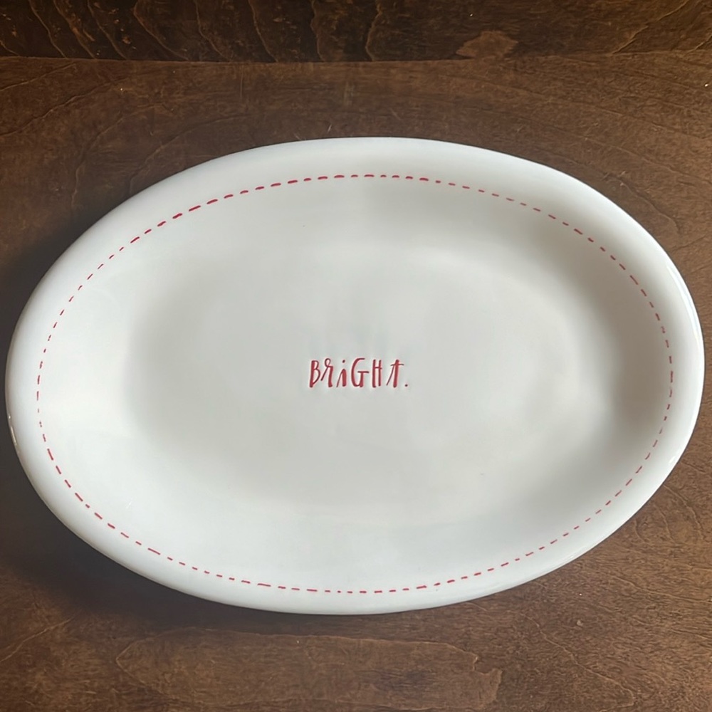 Rae Dunn, ceramic oval plate, “bright” great condition